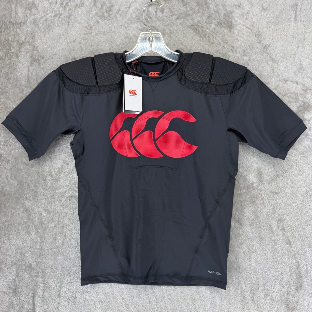 Canterbury VapoDri Mens Padded Rugby Base Layer Shirt Black Red Small NEW